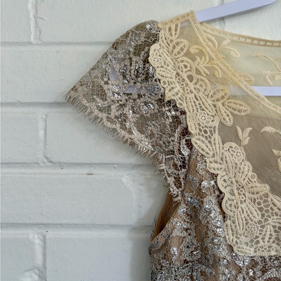 HD in Paris by Anthropologie Metallic Lace Top SZ 2 EUC - Picture 4 of 10